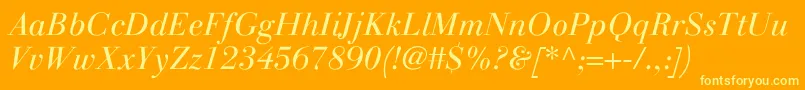 LinotypegianottenLightitalic Font – Yellow Fonts on Orange Background