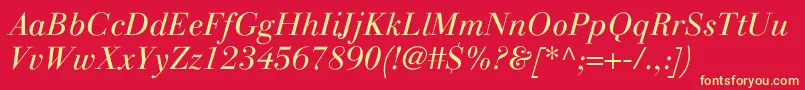 Czcionka LinotypegianottenLightitalic – żółte czcionki na czerwonym tle