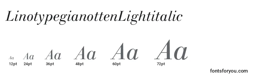 LinotypegianottenLightitalic Font Sizes