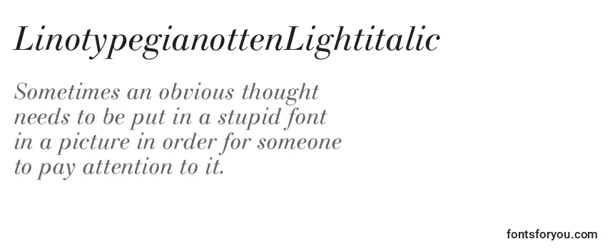 LinotypegianottenLightitalic Font