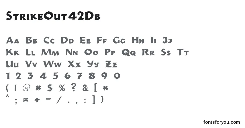 Schriftart StrikeOut42Db – Alphabet, Zahlen, spezielle Symbole