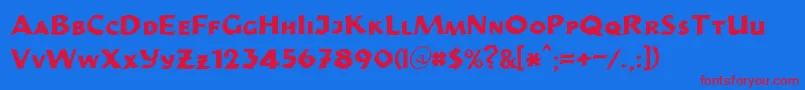 StrikeOut42Db Font – Red Fonts on Blue Background