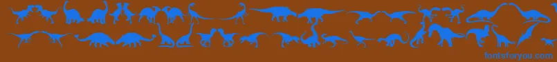 Dingosaurs11-Schriftart – Blaue Schriften auf braunem Hintergrund