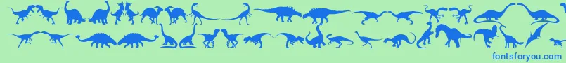 フォントDingosaurs11 – 青い文字は緑の背景です。