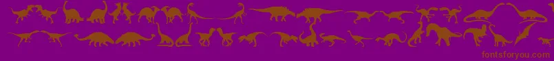 フォントDingosaurs11 – 紫色の背景に茶色のフォント