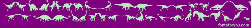 Dingosaurs11-fontti – vihreät fontit violetilla taustalla