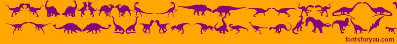 Dingosaurs11-Schriftart – Violette Schriften auf orangefarbenem Hintergrund