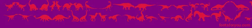 フォントDingosaurs11 – 紫の背景に赤い文字