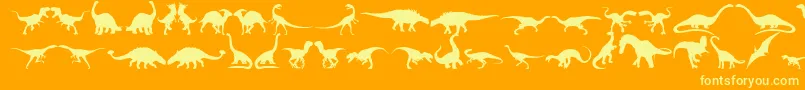 Dingosaurs11-Schriftart – Gelbe Schriften auf orangefarbenem Hintergrund