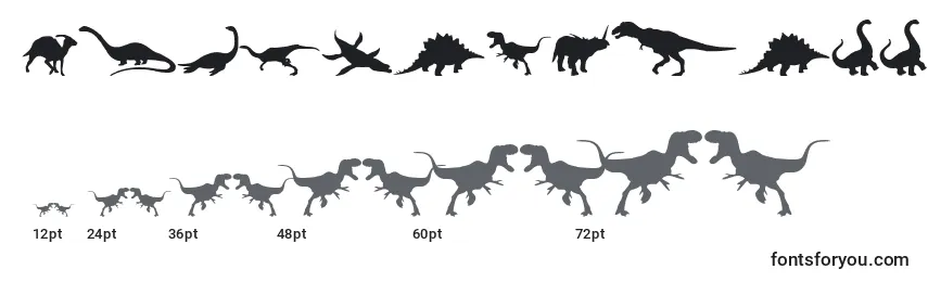 Dingosaurs11-fontin koot