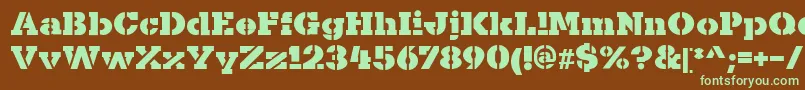 KaineStencil Font – Green Fonts on Brown Background