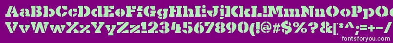 KaineStencil Font – Green Fonts on Purple Background