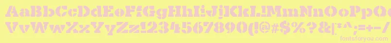 フォントKaineStencil – ピンクのフォント、黄色の背景