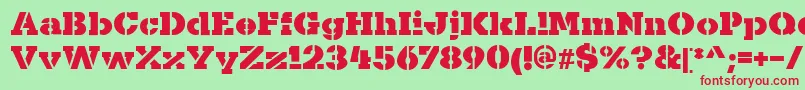 KaineStencil-fontti – punaiset fontit vihreällä taustalla