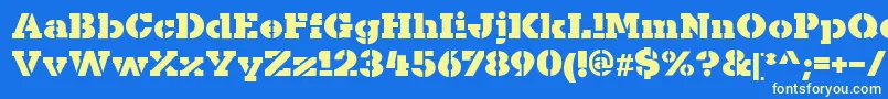 KaineStencil Font – Yellow Fonts on Blue Background