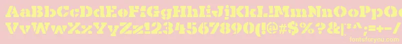 KaineStencil Font – Yellow Fonts on Pink Background