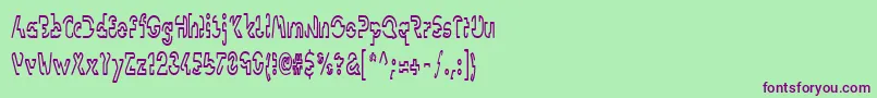 フォントLinotypevisionCond – 緑の背景に紫のフォント