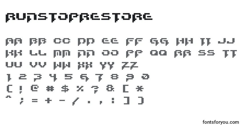 Fuente RunstopRestore - alfabeto, números, caracteres especiales