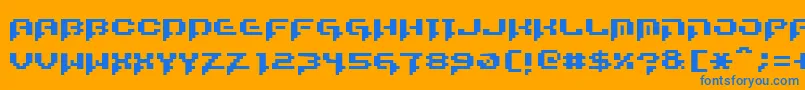 フォントRunstopRestore – オレンジの背景に青い文字