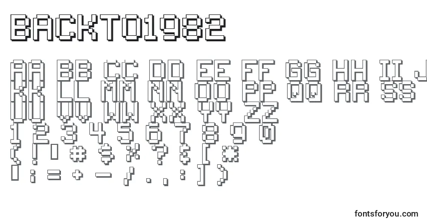 Schriftart Backto1982 – Alphabet, Zahlen, spezielle Symbole