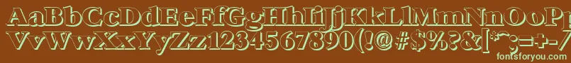 フォントBernsteinshadowHeavyRegular – 緑色の文字が茶色の背景にあります。