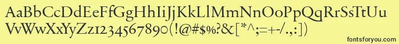 SabonnextLtDisplayOldStyleFigures-Schriftart – Schwarze Schriften auf gelbem Hintergrund
