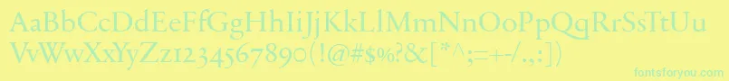 SabonnextLtDisplayOldStyleFigures-Schriftart – Grüne Schriften auf gelbem Hintergrund
