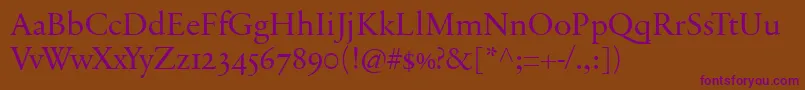 SabonnextLtDisplayOldStyleFigures Font – Purple Fonts on Brown Background