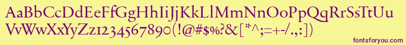 SabonnextLtDisplayOldStyleFigures Font – Purple Fonts on Yellow Background