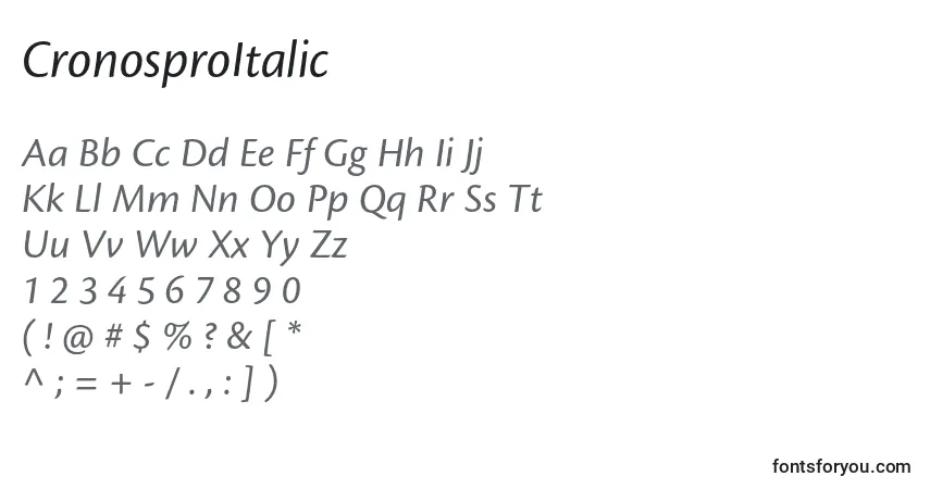 CronosproItalic-fontti – aakkoset, numerot, erikoismerkit
