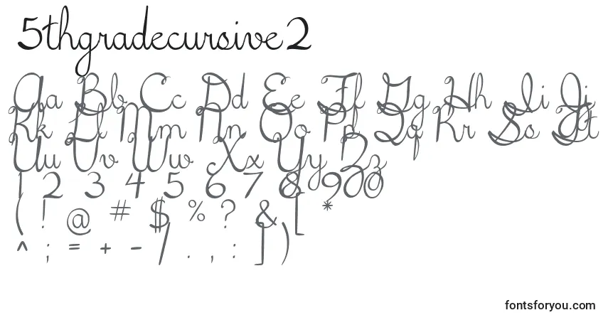A fonte 5thgradecursive2 – alfabeto, números, caracteres especiais