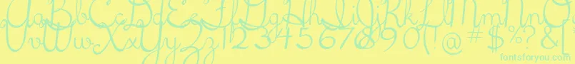 5thgradecursive2 Font – Green Fonts on Yellow Background