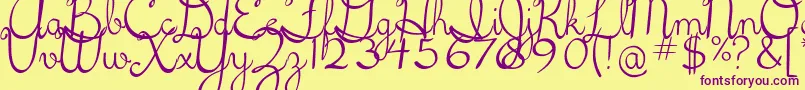 5thgradecursive2 Font – Purple Fonts on Yellow Background