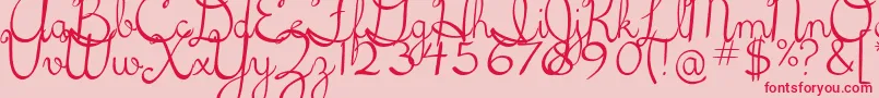 Fonte 5thgradecursive2 – fontes vermelhas em um fundo rosa