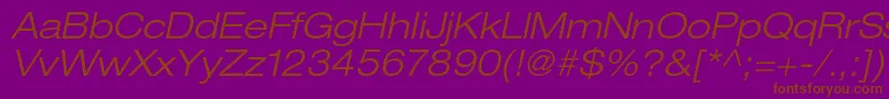 Weitere Informationen zur HelveticaneueltstdLtexo-Schriftart HelveticaneueltstdLtexo-Schriftart – Braune Schriften auf violettem Hintergrund