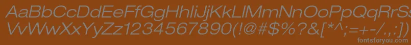 HelveticaneueltstdLtexo-fontti – harmaat kirjasimet ruskealla taustalla