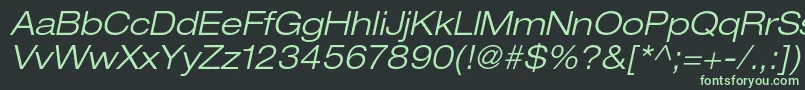 HelveticaneueltstdLtexo-fontti – vihreät fontit mustalla taustalla