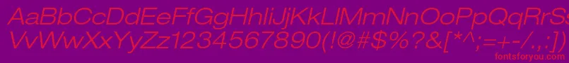Fonte HelveticaneueltstdLtexo – fontes vermelhas em um fundo violeta