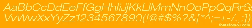 Czcionka HelveticaneueltstdLtexo – żółte czcionki na pomarańczowym tle