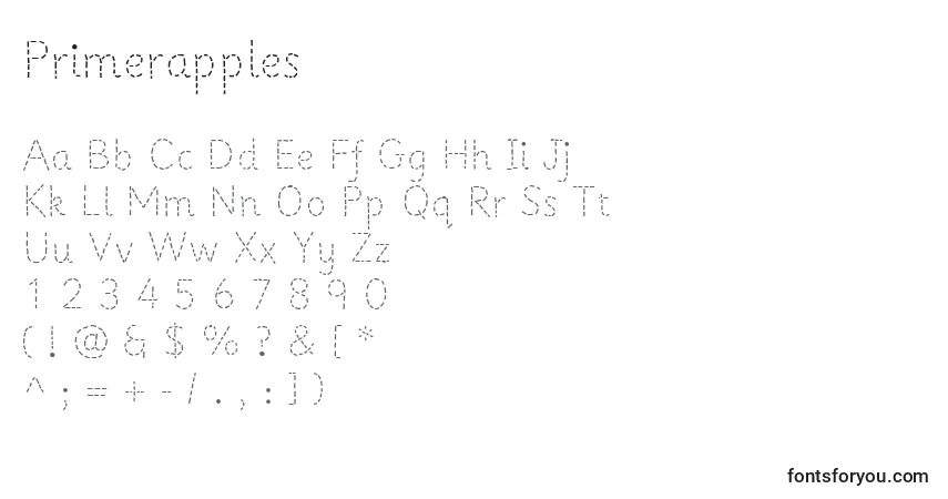 Primerapples-fontti – aakkoset, numerot, erikoismerkit