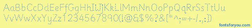 フォントPrimerapples – 青い文字が黄色の背景にあります。