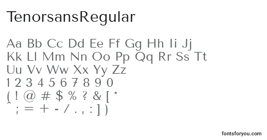 TenorsansRegular-fontti – aakkoset, numerot, erikoismerkit