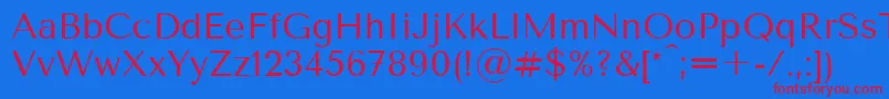 TenorsansRegular Font – Red Fonts on Blue Background