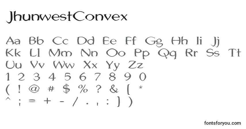 Czcionka JhunwestConvex – alfabet, cyfry, specjalne znaki
