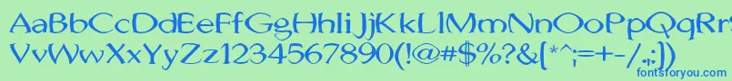 JhunwestConvex-Schriftart – Blaue Schriften auf grünem Hintergrund