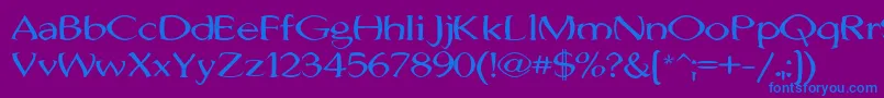 フォントJhunwestConvex – 紫色の背景に青い文字