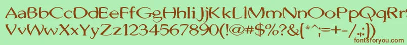 フォントJhunwestConvex – 緑の背景に茶色のフォント