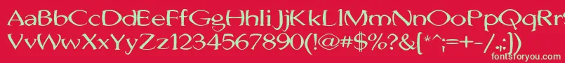 JhunwestConvex-Schriftart – Grüne Schriften auf rotem Hintergrund