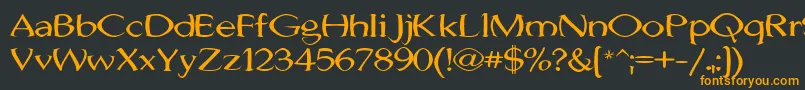 フォントJhunwestConvex – 黒い背景にオレンジの文字