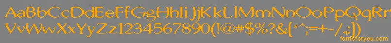フォントJhunwestConvex – オレンジの文字は灰色の背景にあります。
